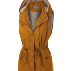 Anorak Military Hoodie Vest Faux Sherpa Lining with Pockets